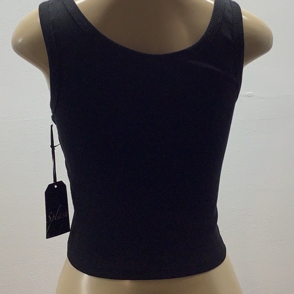 Splash Size XL Black Ribbed Crop Tank Top. New With Tags - Picture 3 of 7